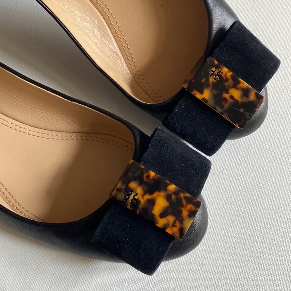 Tory Burch Chase Ballet Nappa Leather Flats - Chase Bow in Black, Size 6.5M - Picture 5 of 16